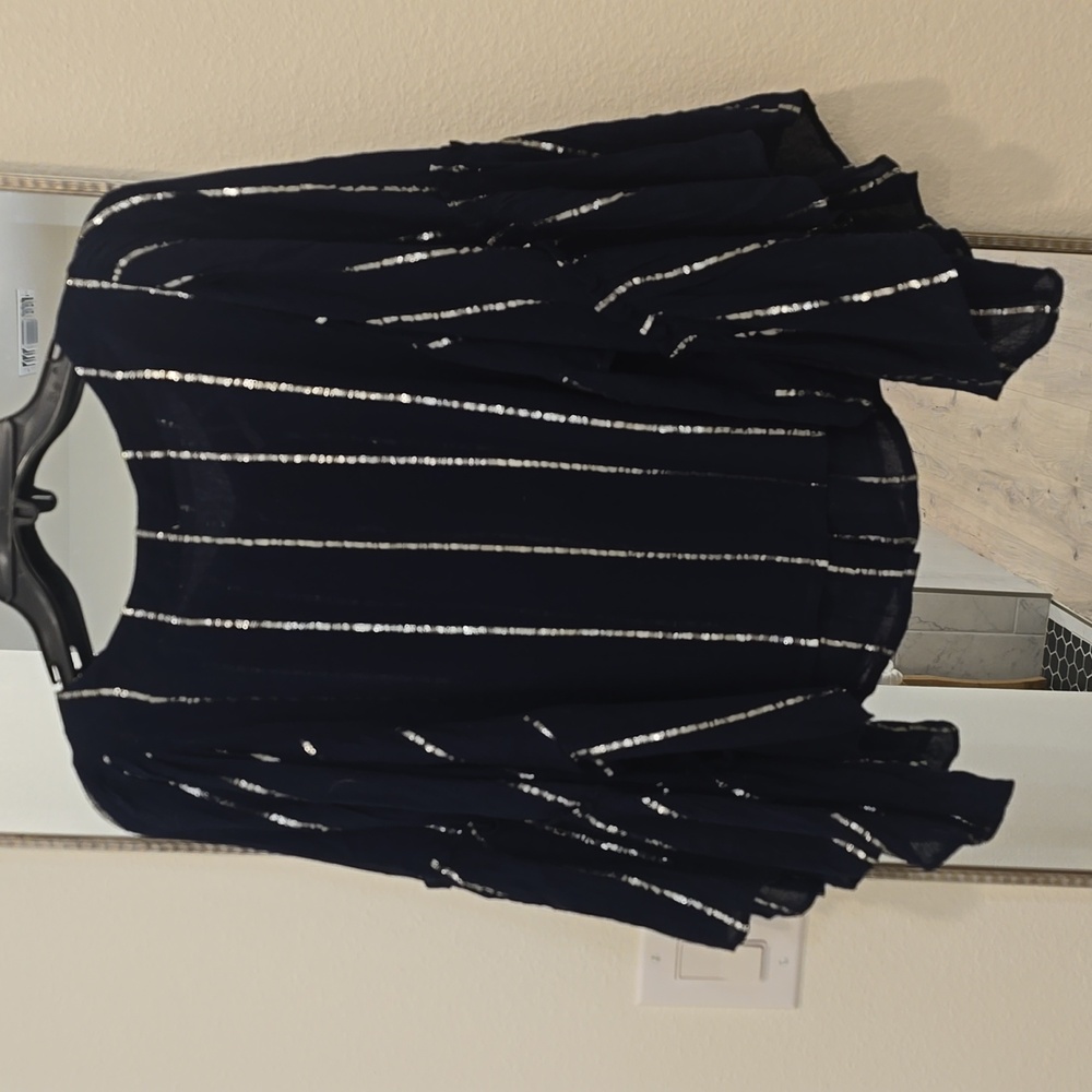 ANTHROPOLOGIE Floreat Metallic Blouse
